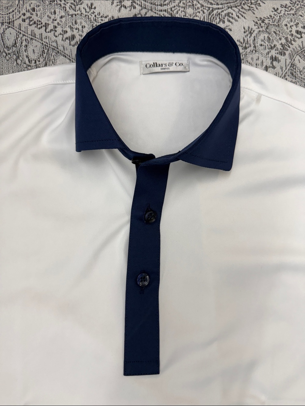 Men’s White & Blue - Collars & Co. - Contrast Collar Polo Shirt - Small